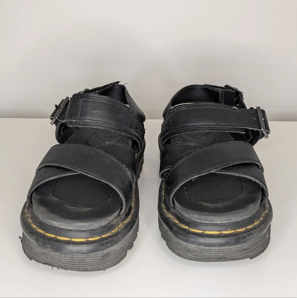 Dr. Martens sz 7 Voss II Sandal - Black platform fisherman leather - Picture 2 of 6